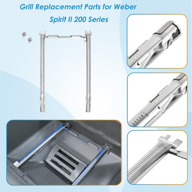 BBQration Grill Parts for Weber Spirit II Grill Replacement Parts, 7635 Flavorizer Bars, 69785 Grill Burner and Heat Deflector for Weber Spirit 2 Grill Parts, for Weber Spirit II E-210 E220 S210 S220 - Image 3